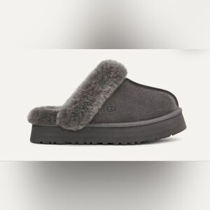 UGG Gray Disquette Shearling Slippers-